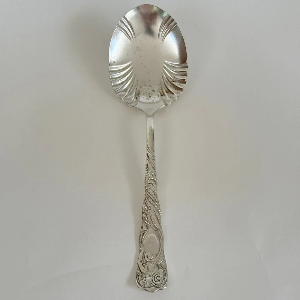 Antique 1847 Rogers Bros Siren A1 Silverplate Serving Spoon 1890s Art Nouveau